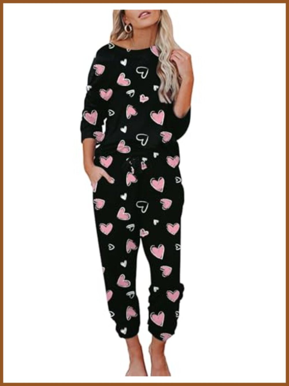 Ekouaer Women's Pajama Set Long Sleeve Loungewear Joggers with Pockets